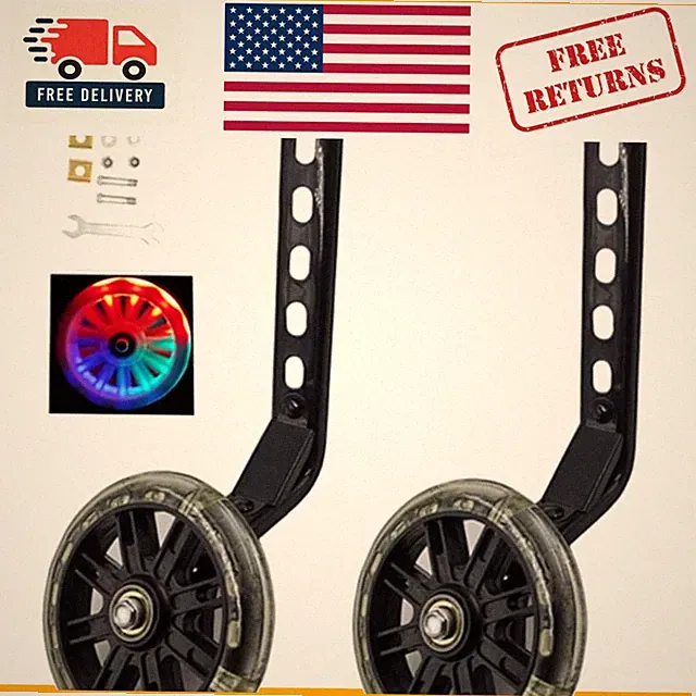 Adjustable Flash Silent Training Wheels for 12-20 Inch Single-Speed Bicycles