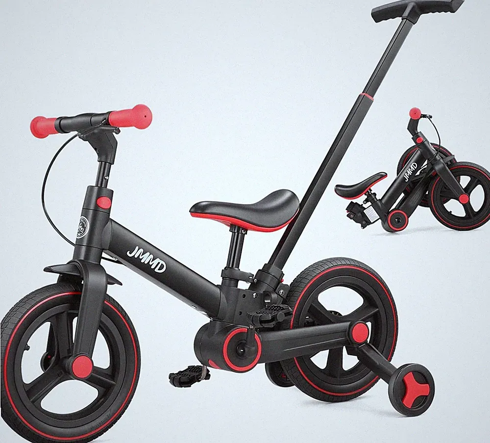 JMMD 6 in 1 Toddler Bike with Push Handle for Kids 18-60 Months, 12" Foldable Ba