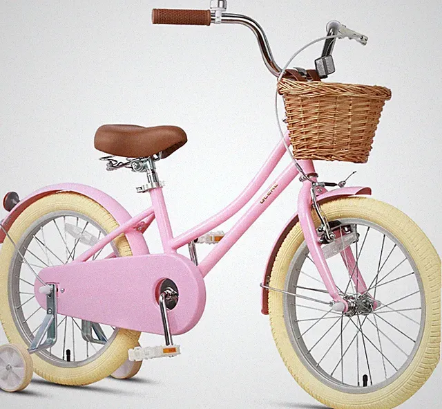 Little Molly 12-20 Inch Kids Retro Cruiser Bike for 2-13 Year Old with Wicker Ba
