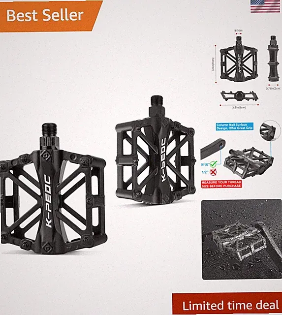 Rugged 9/16" Aluminum Cycling Pedals with Water-Sealed Design for Trail Riding