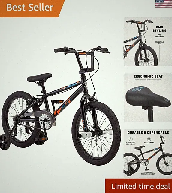 Switch or Stun Kids BMX Bike - 18-Inch with Training Wheels for Ages 5-8